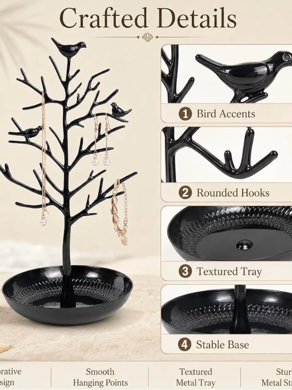 Metal Bird Jewelry Tree